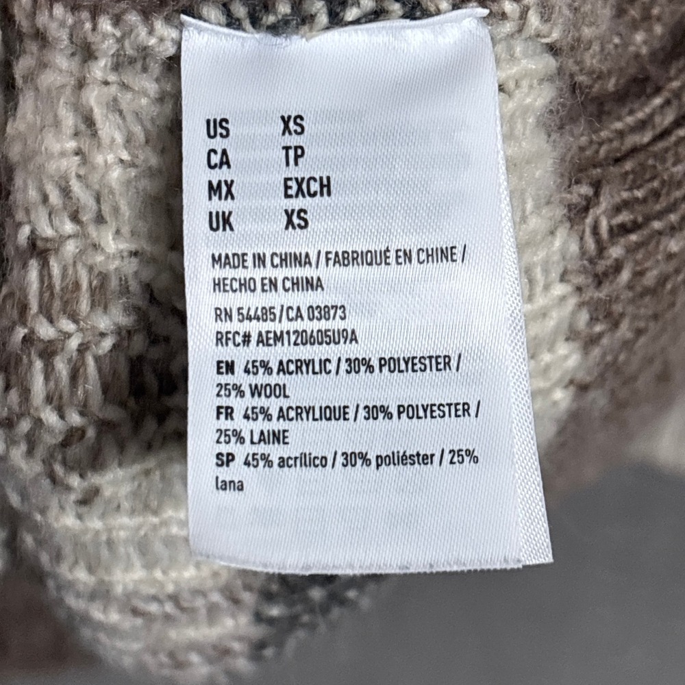 American Eagle Sweater XS Brown Southwestern Wool Blend Aztec Boho Fall Winter - Picture 9 of 11